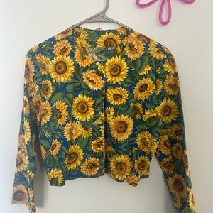 Sunflower Print Cropped Jacket
